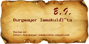 Burgmayer Immakuláta névjegykártya